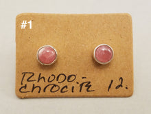 Load image into Gallery viewer, Rhodochrosite earrings 6mm studs
