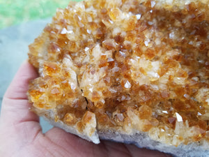 Citrine Cluster Large Repaired with Stand