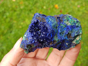 Azurite Cluster with Malachite