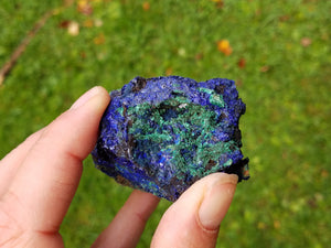 Azurite Cluster with Malachite