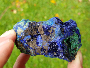 Azurite Cluster with Malachite