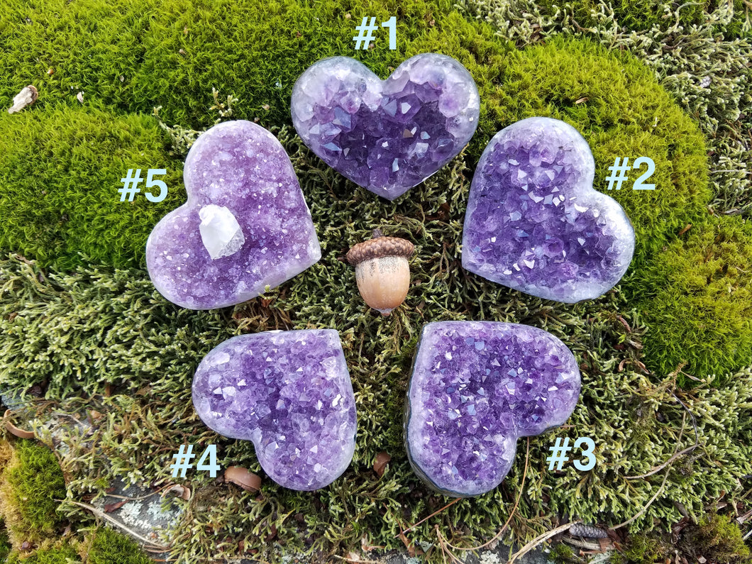 Amethyst Druzy Hearts