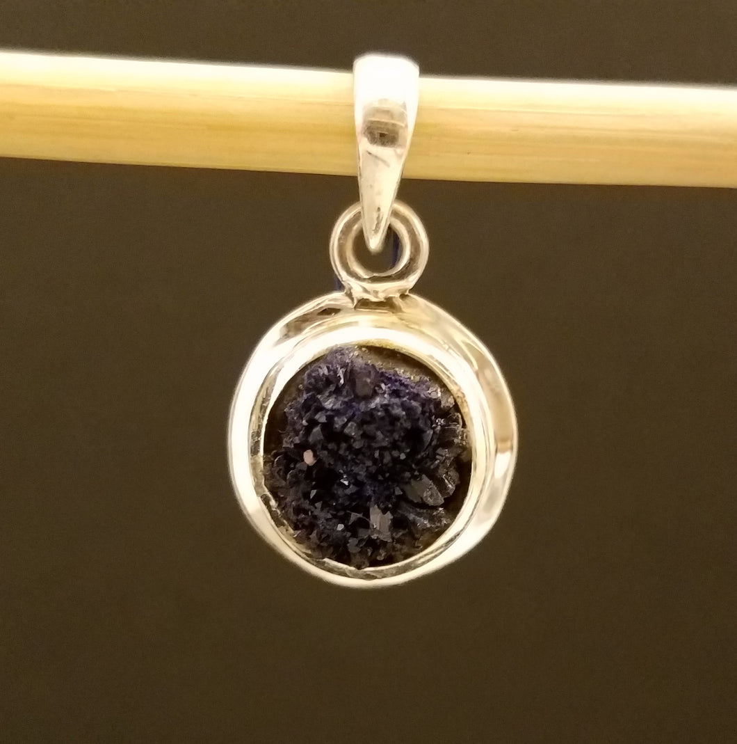 Azurite natural raw round pendant