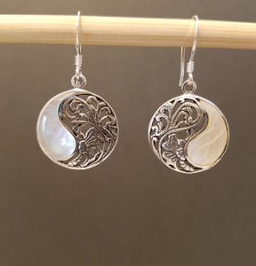 Silver & Mother of Pearl Coin Earring