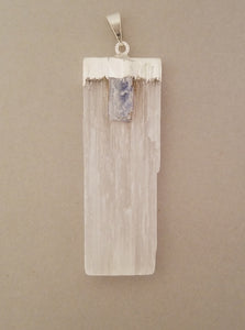 Selenite pendant and Kyanite