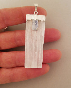 Selenite pendant and Kyanite