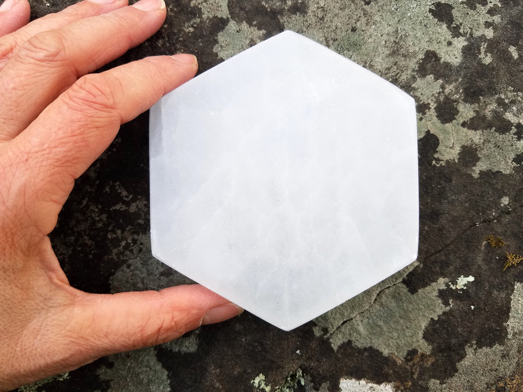 Selenite Small Hexagon Plate