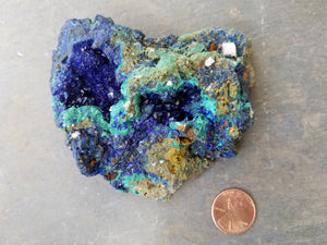 Azurite Cluster with Malachite & Calcite