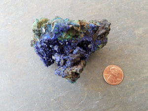 Azurite Cluster with Malachite